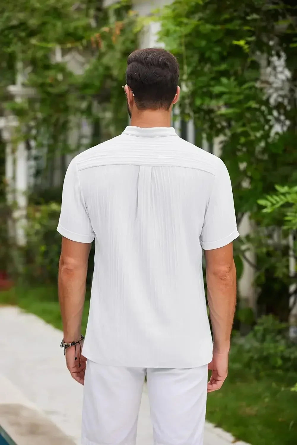 Knitterfreies T-Shirt aus Baumwolle und Leinen für Herren - Garino