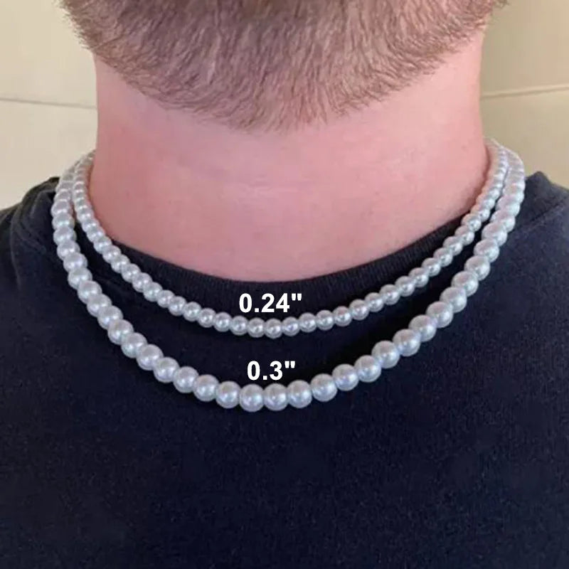 Artificial White Pearl Necklace Elegant Beaded Choker For Men Women