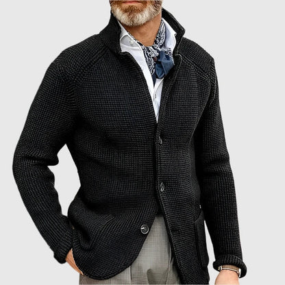 Zavian | Retro militair vest voor heren met opstaande kraag – gebreide trui, casual jasje, vintage stijl