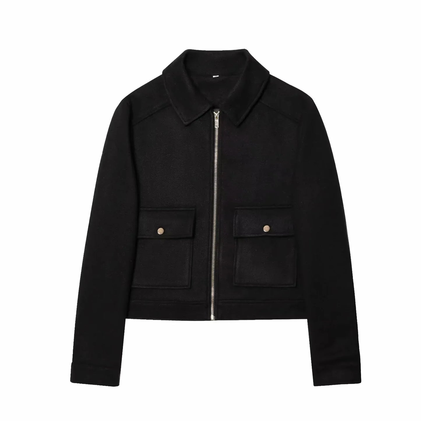 Women's Zipper Jacket Coat New Winter Long Sleeve Pocket Outerwear Coat Short Street Elegant Women's Jacket