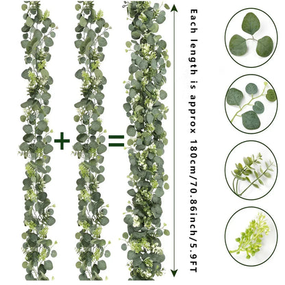 Garland Faux Eucalyptus 70 in Greenery Home Decor Wedding Party Table Mantel Staircase Accent | Thomler
