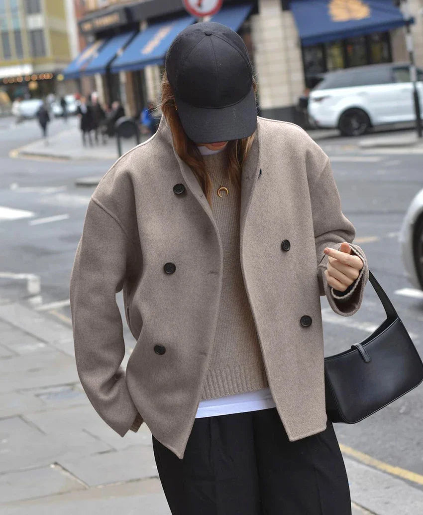 Klara® | Double-breasted peacoat with high collar