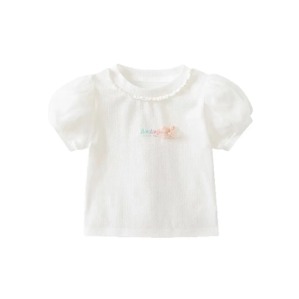 Solo Leveling Girls Short-sleeved Summer Cotton Cute Baby Girl Stylish Three-dimensional Flower Children's T-shirt Clothes