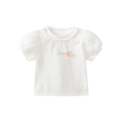 Solo Leveling Girls Short-sleeved Summer Cotton Cute Baby Girl Stylish Three-dimensional Flower Children's T-shirt Clothes