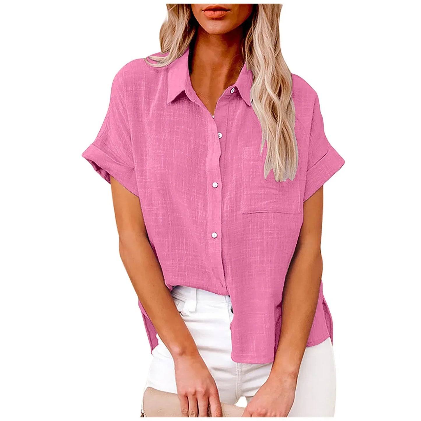 Blouse Løs Casual Sommer Kortærmet | Elvoro
