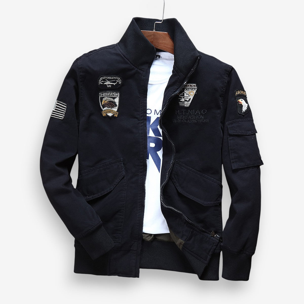 Omar – Veste zippée à manches longues avec col montant et poches