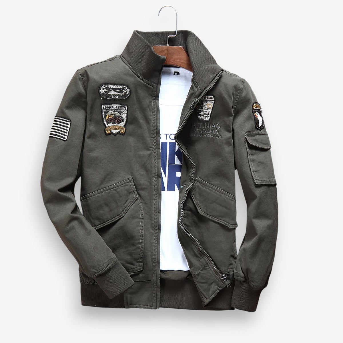 Omar – Veste zippée à manches longues avec col montant et poches