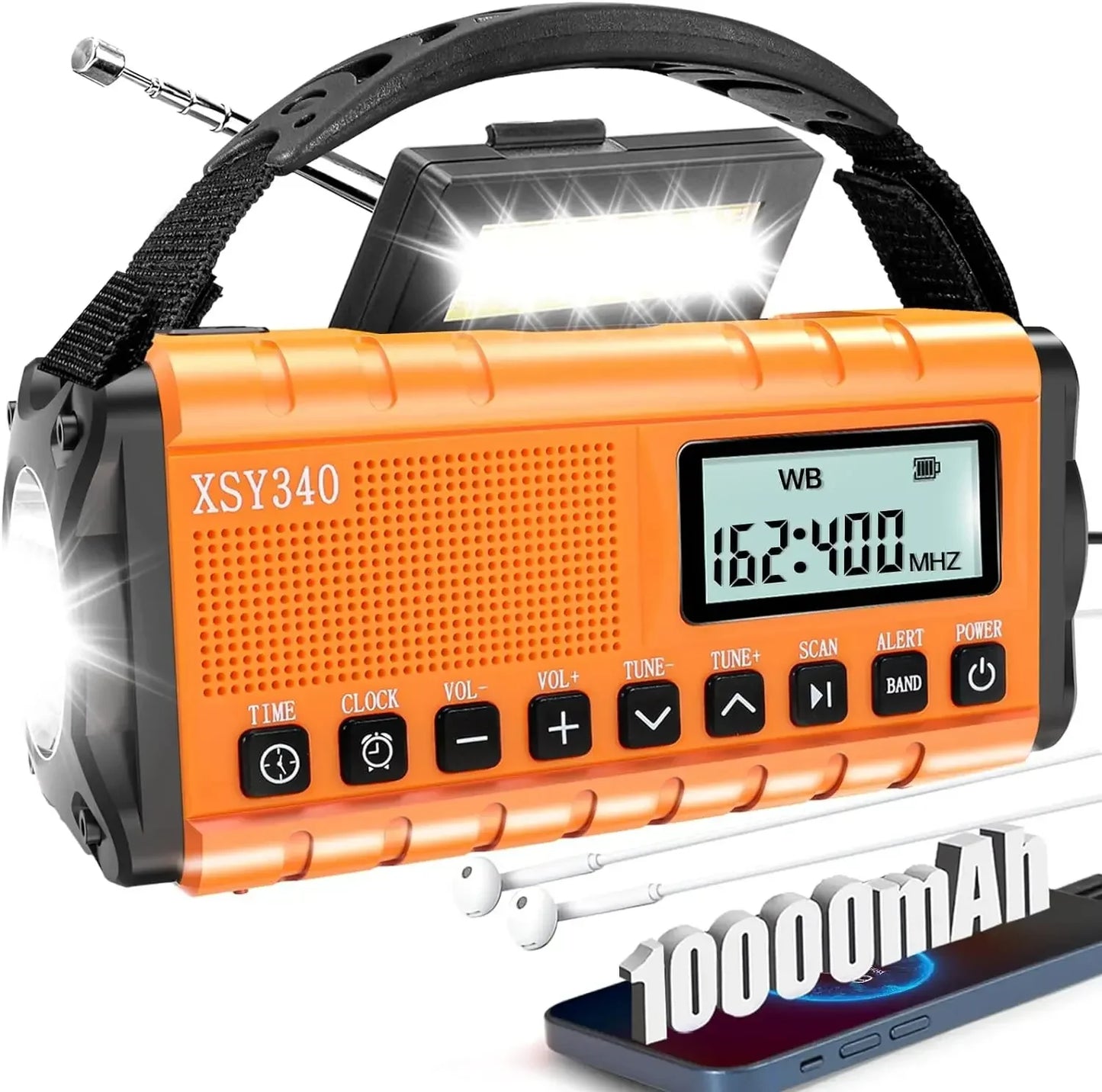 Emergency Radio 10000 Solar Hand Crank AM/FM/SW/NOAA Weather Alert Radio with Headphone Jack Flashlight Reading Lamp SOS Alarm