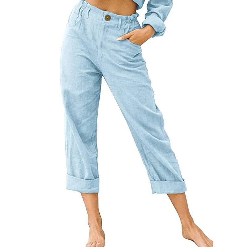 Amalia - Damen Baumwolle Cropped Hose