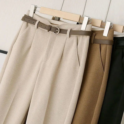 Mila - Pantalon Taille Haute Classique avec Devant Plissé