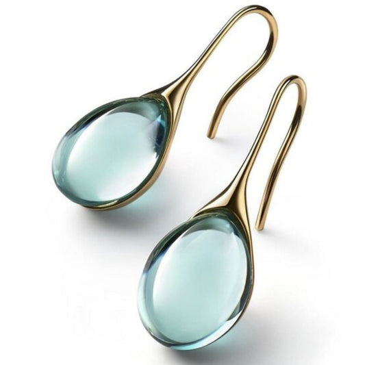 Earrings with Oval Glass Stones for Women
