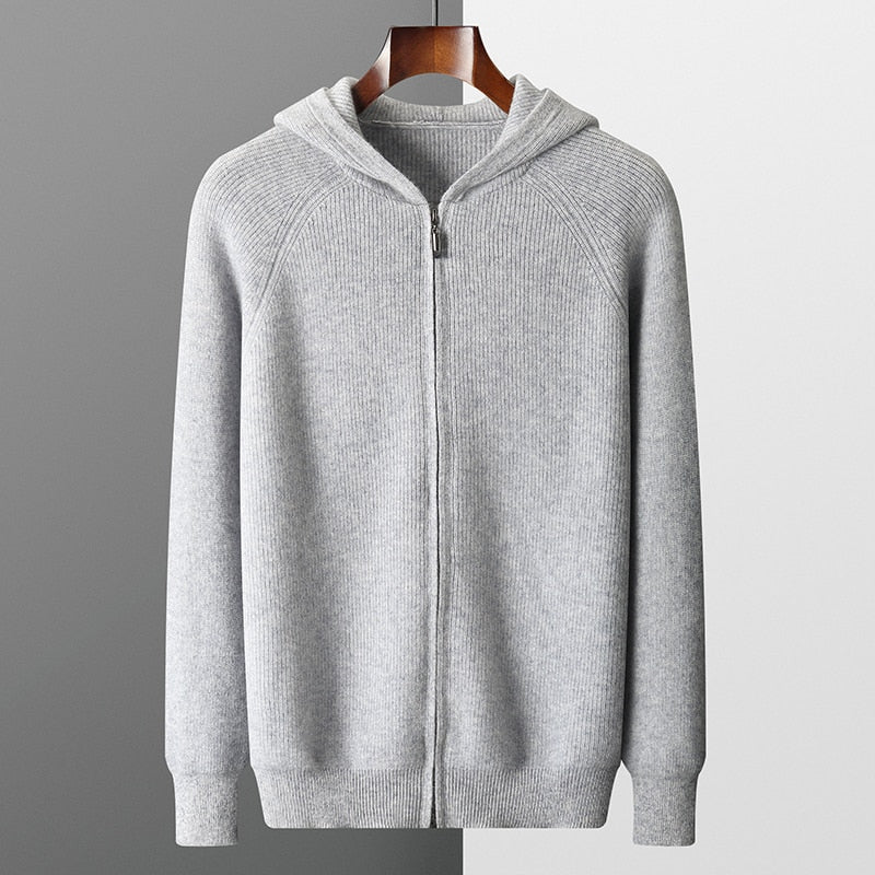 Men’s Casual Knitted Hoodie – Comfortable Zip-Up Sweater for Everyday Streetwear Style
