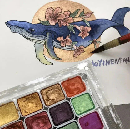 Perlglanz-Pigment-Set mit 10 Farben & Mischpalette Zorenza