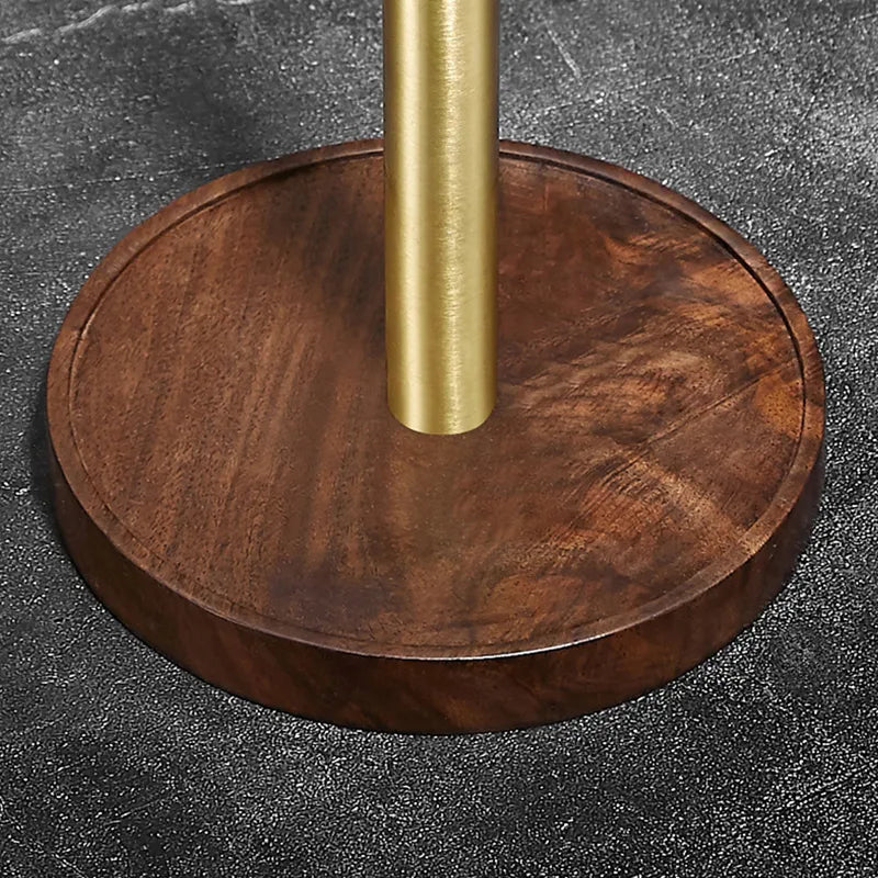Keukenrolhouder Walnoot Hout Goud RVS 27cm Aanrecht | Keukenpapier Houder Staand Luxe Keuken | Restfield