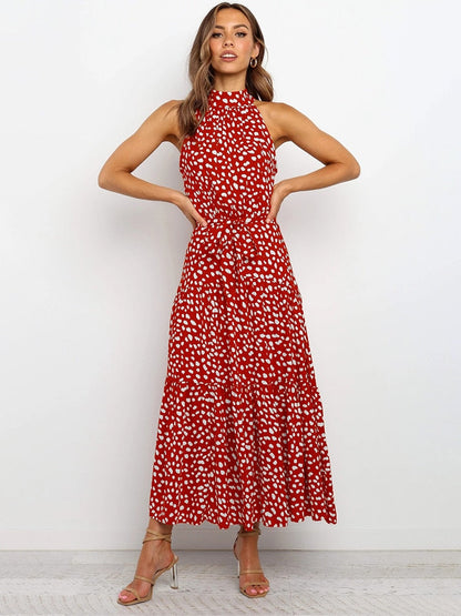 Abito midi svasato a pois da donna