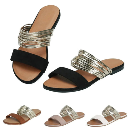 Women’s Suede Flat Slip On Open Toe Sandals