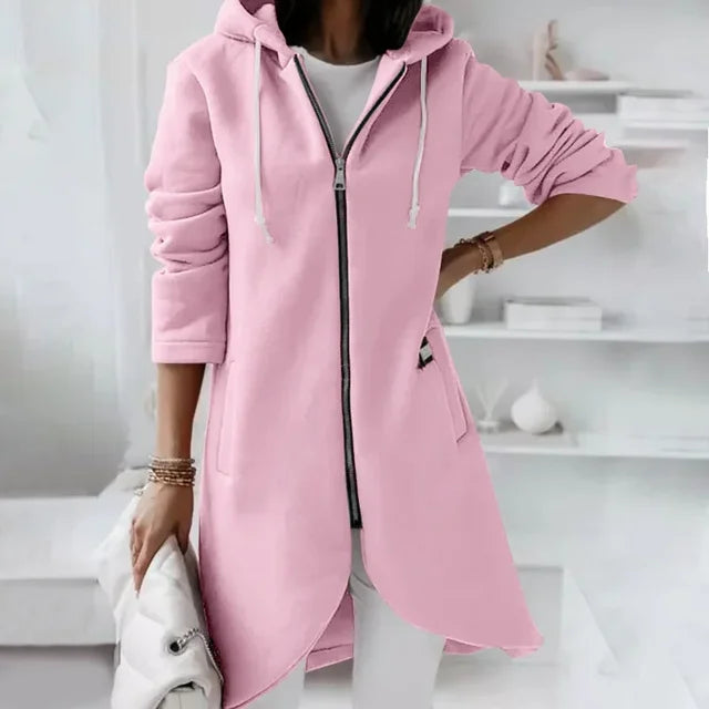 Elsie | Hooded cardigan with curved hem