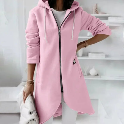Elsie | Hooded cardigan with curved hem
