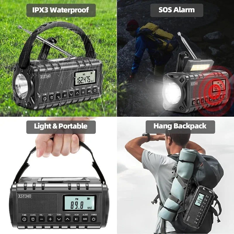 Emergency Radio 10000 Solar Hand Crank AM/FM/SW/NOAA Weather Alert Radio with Headphone Jack Flashlight Reading Lamp SOS Alarm