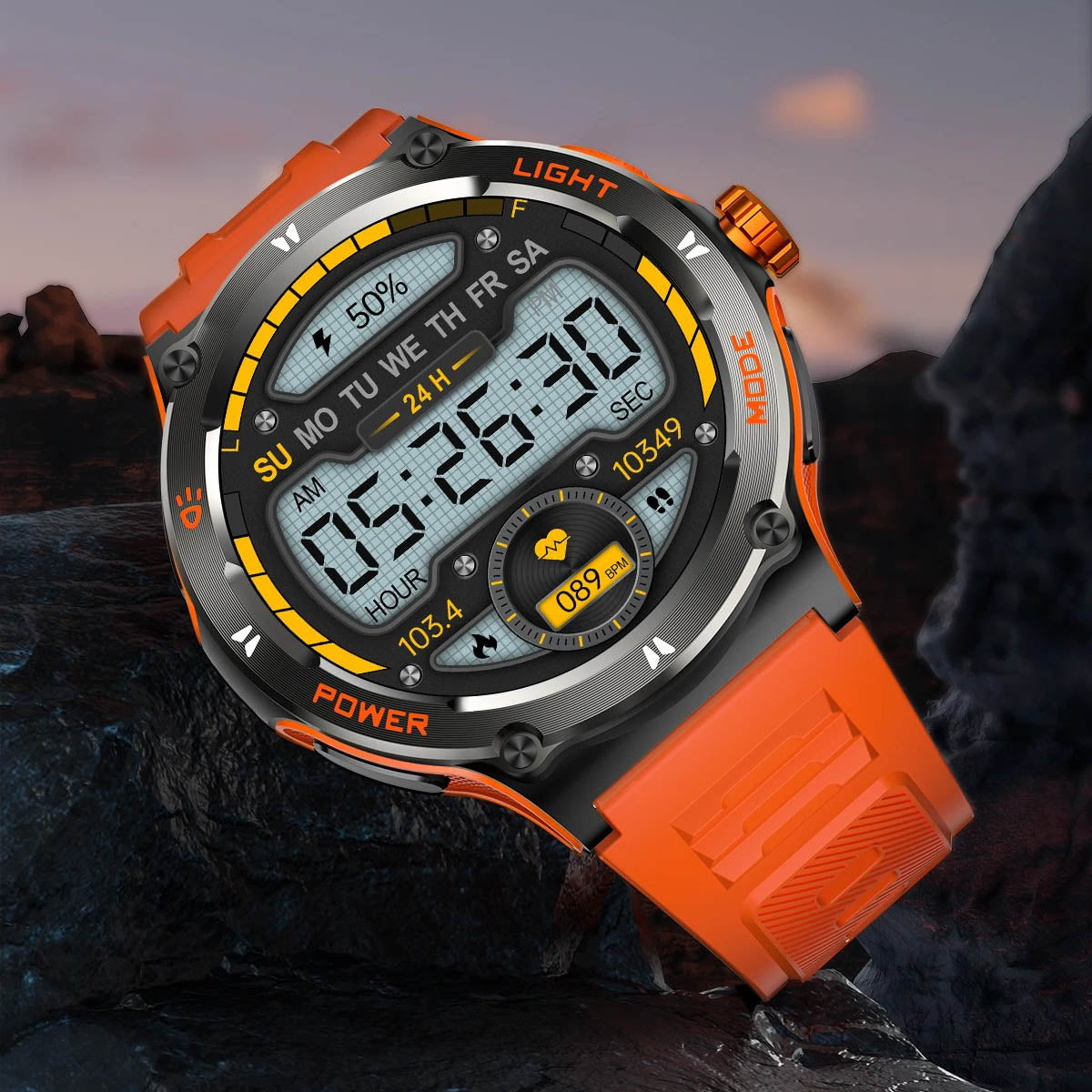 Smartwatch til Mænd med HD Skærm, LED Lys og Boussole