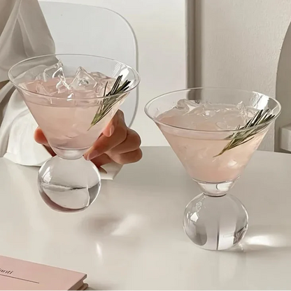Martini Glass Crystal 4 in Elegant Cocktail Bar Drinking Glassware Refined Globe Design | Thomler