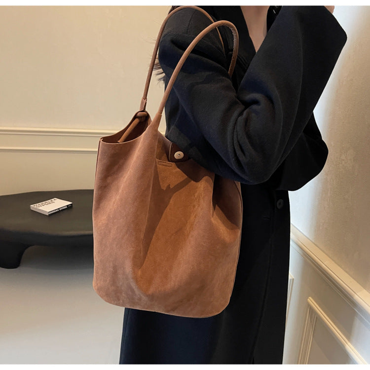 Retro Suede Shoulder Tote