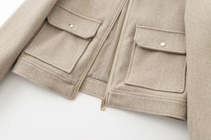 Emily | Women Zippered Wool Bomber jacket
