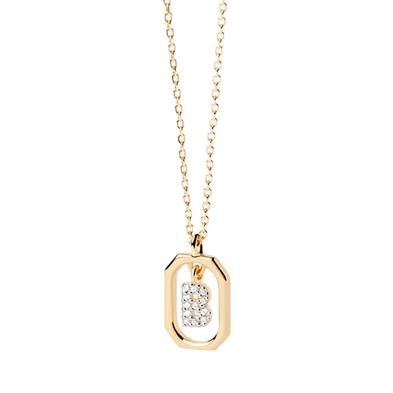 Collana Iniziale Personalizzata con Zirconi | Placcata in Oro – Ciondolo Lettera Alfabeto