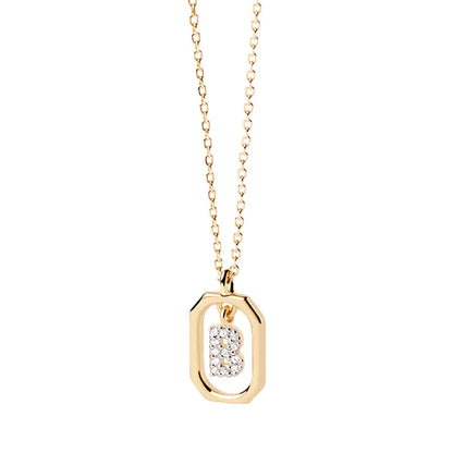Collana Iniziale Personalizzata con Zirconi | Placcata in Oro – Ciondolo Lettera Alfabeto