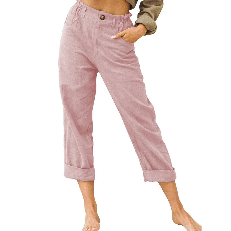 Amalia - Damen Baumwolle Cropped Hose