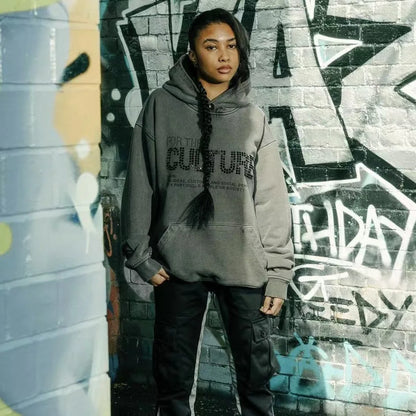 Sweat à capuche "For The Culture" avec détails en strass