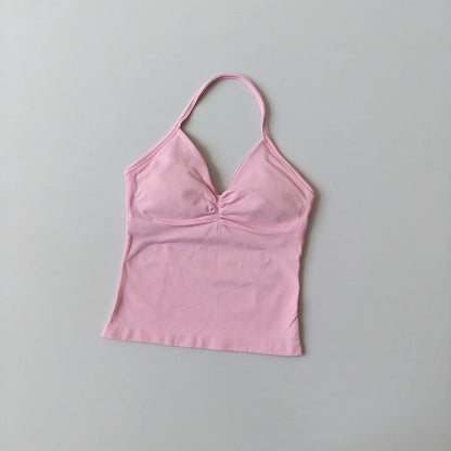 NO LOGO Women's Longline Strappy Backless Gym Top Scrunch Workout Open Back Bra Tank Top for Running Yoga Shirt