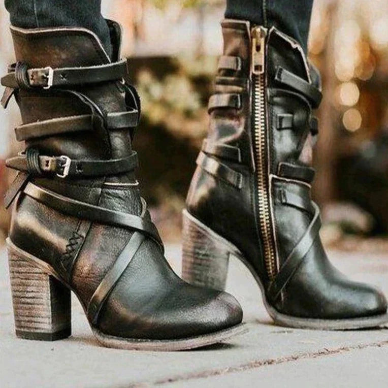 Women’s Retro Winter Boots – Warm Comfortable Suede Style Soft Lined Elegant Everyday Casual Footwear