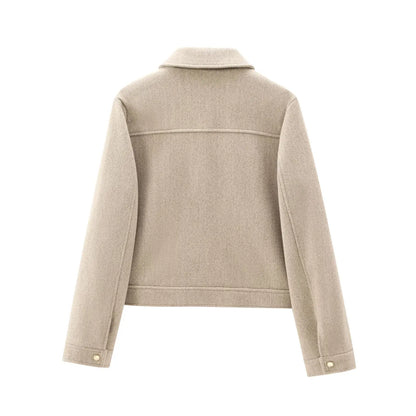 Emily | Women Zippered Wool Bomber jacket