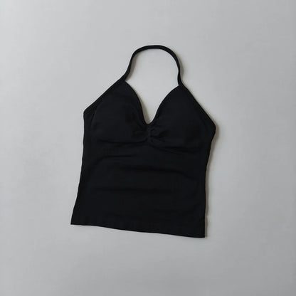 NO LOGO Women's Longline Strappy Backless Gym Top Scrunch Workout Open Back Bra Tank Top for Running Yoga Shirt