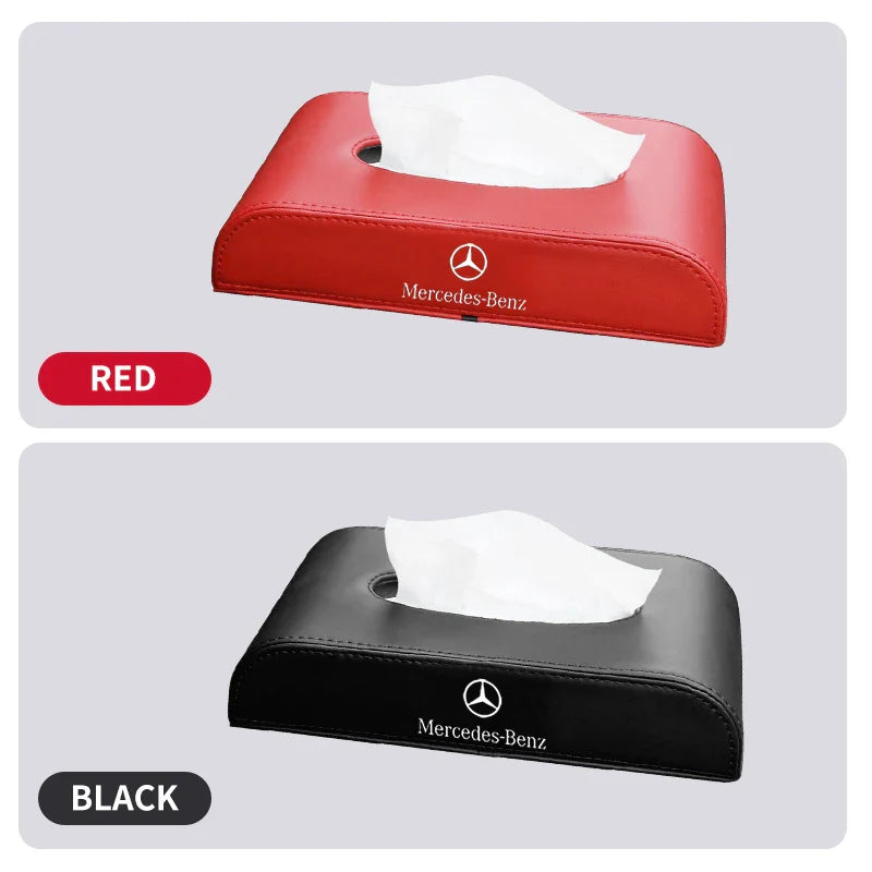 Car Leather Tissue Box For Mercedes Benz C180 C200 C260 C300 W108 W124 W126 W140 W168 W169 W176 Auto Interior Accessories