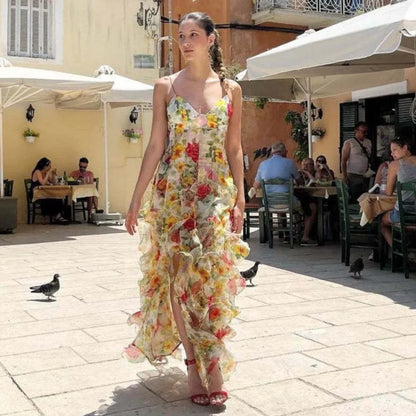 ISABELLA™ – Romantic Floral Ruffle Maxi Dress