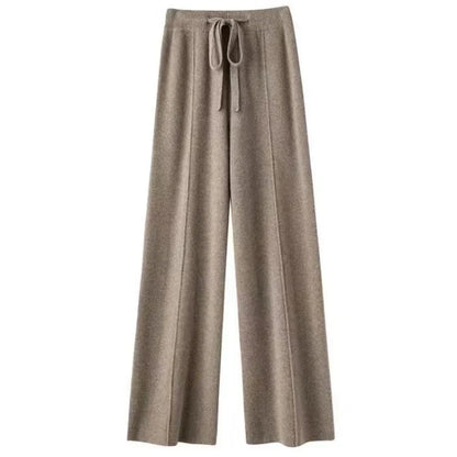 Women's Wide Leg Trousers High Waist Wool Mix Lounge Pants