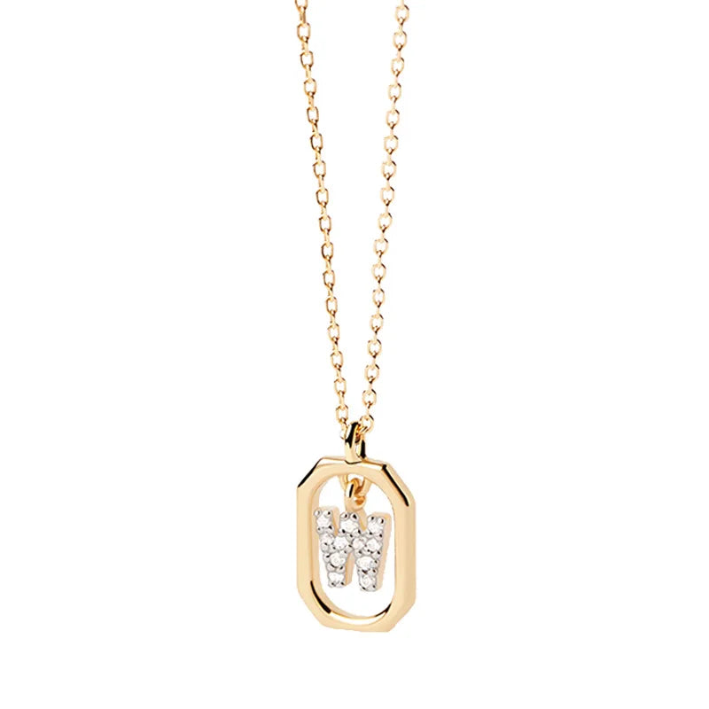 Collana Iniziale Personalizzata con Zirconi | Placcata in Oro – Ciondolo Lettera Alfabeto