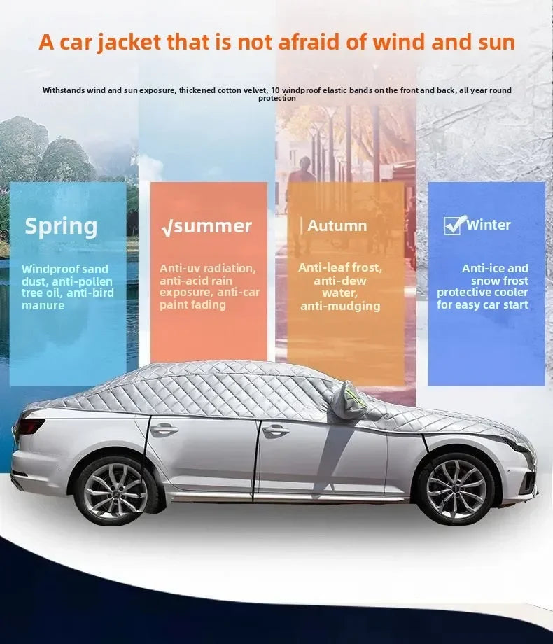 AutoProtect 4Season | Autohoes Halfgarage | Waterdicht & Hittebestendig | Vorst-, Zon- & Hagelschadebescherming | Jaarlijkse hoes