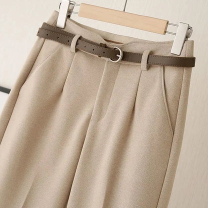 Mila - Pantalon Taille Haute Classique avec Devant Plissé