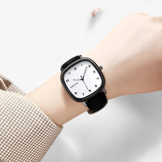 watches : Horloge Dames Groen - Vintage Firkanthøj - Elegante met Leren Band in van Pantino