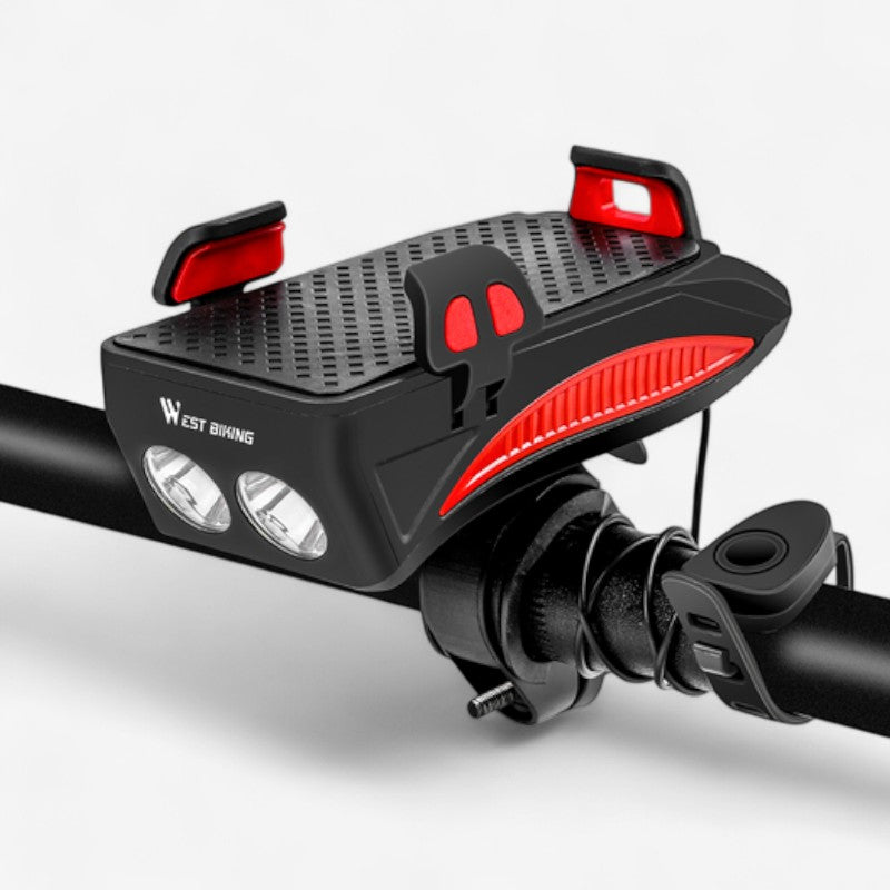 VeloCharge – Support Téléphone pour Vélo avec Lumière et Klaxon Rechargeable