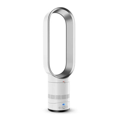 Ventilateur sans pales blanc moderne, design élégant, technologie avancée, idéal pour rafraîchir les espaces intérieurs, efficacité énergétique.