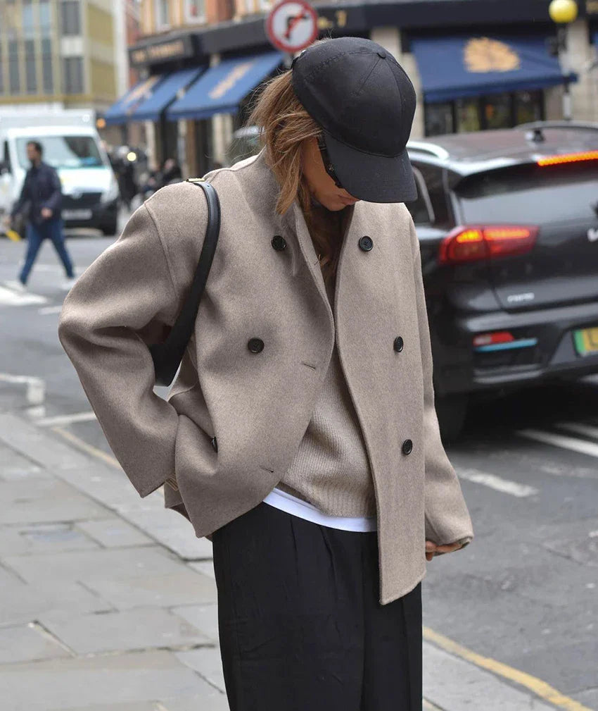 Klara® | Double-breasted peacoat with high collar