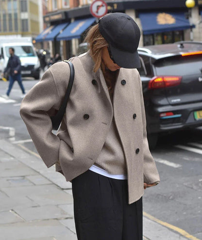 Klara® | Double-breasted peacoat with high collar