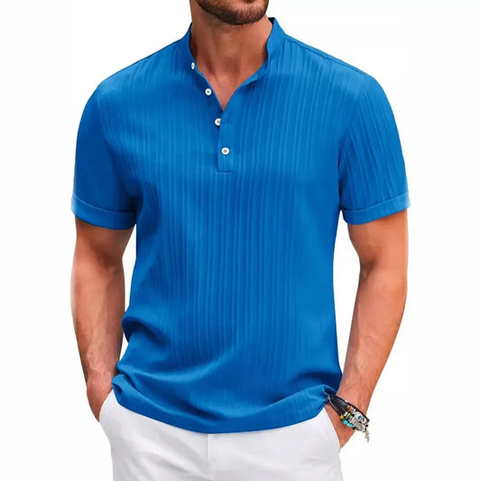 Knitterfreies T-Shirt aus Baumwolle und Leinen für Herren - Garino