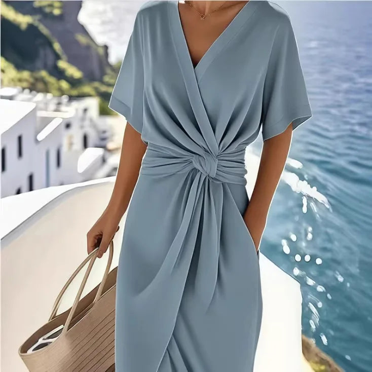 Ferris - Wickelkleid Mit Schnürung Und V Ausschnitt