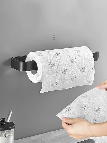 Stick & Grip No-Drill Adhesive Paper Towel & Toilet Roll Holder – Space-Saving Wall Organizer for Kitchen & Bathroom