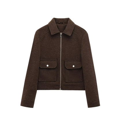 Emily | Women Zippered Wool Bomber jacket